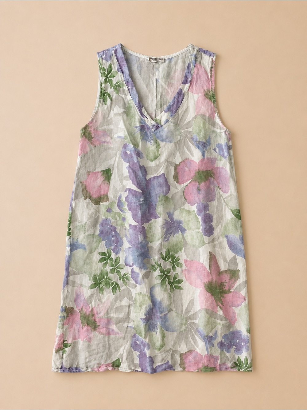Puro Lino Made in Italy Floral Linen Dress Small Medium